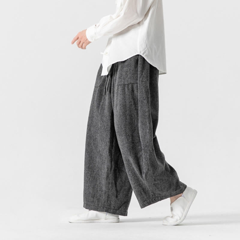 Pantalon large en coton avec poches et cordon de serrage pour homme, motif Buddha Stones Daily, couleur unie - image 6