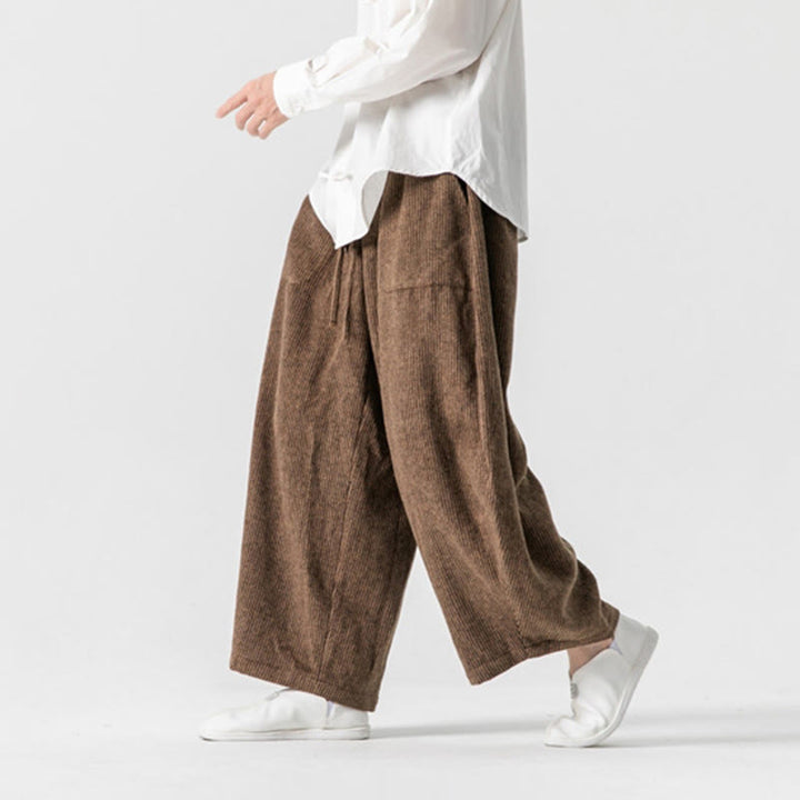 Pantalon large en coton avec poches et cordon de serrage pour homme, motif Buddha Stones Daily, couleur unie - image 16