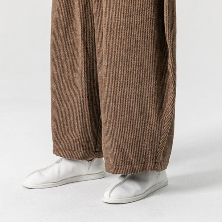 Pantalon large en coton avec poches et cordon de serrage pour homme, motif Buddha Stones Daily, couleur unie - image 23