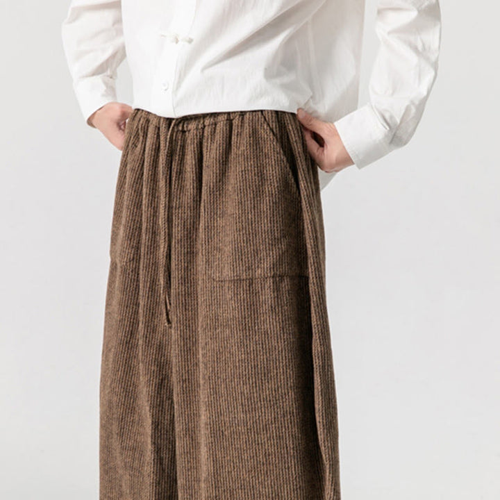 Pantalon large en coton avec poches et cordon de serrage pour homme, motif Buddha Stones Daily, couleur unie - image 21