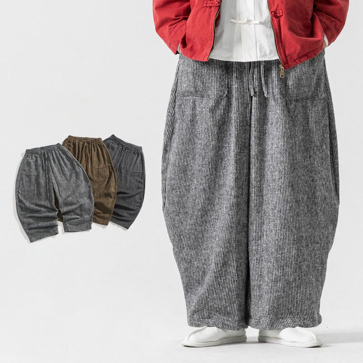 Pantalon large en coton avec poches et cordon de serrage pour homme, motif Buddha Stones Daily, couleur unie - Gris clair - US/UK/AU46，EU56 (5XL) - image 25