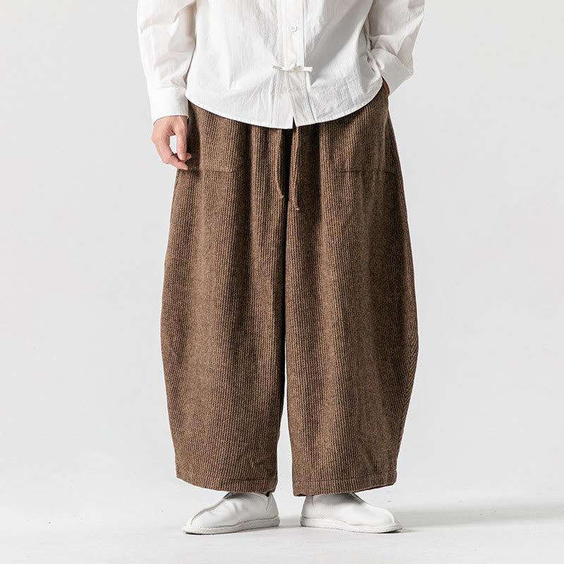 Pantalon large en coton avec poches et cordon de serrage pour homme, motif Buddha Stones Daily, couleur unie - image 14