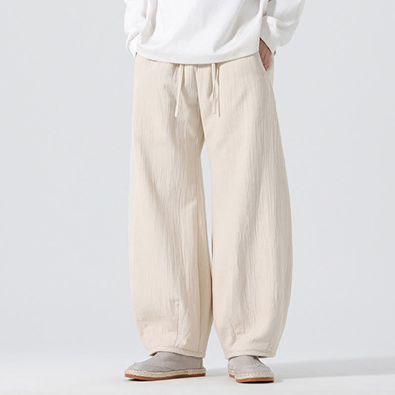 Pantalon large en pur coton avec cordon de serrage et poches pour homme, style zen chinois, motif Buddha Stones - image 3