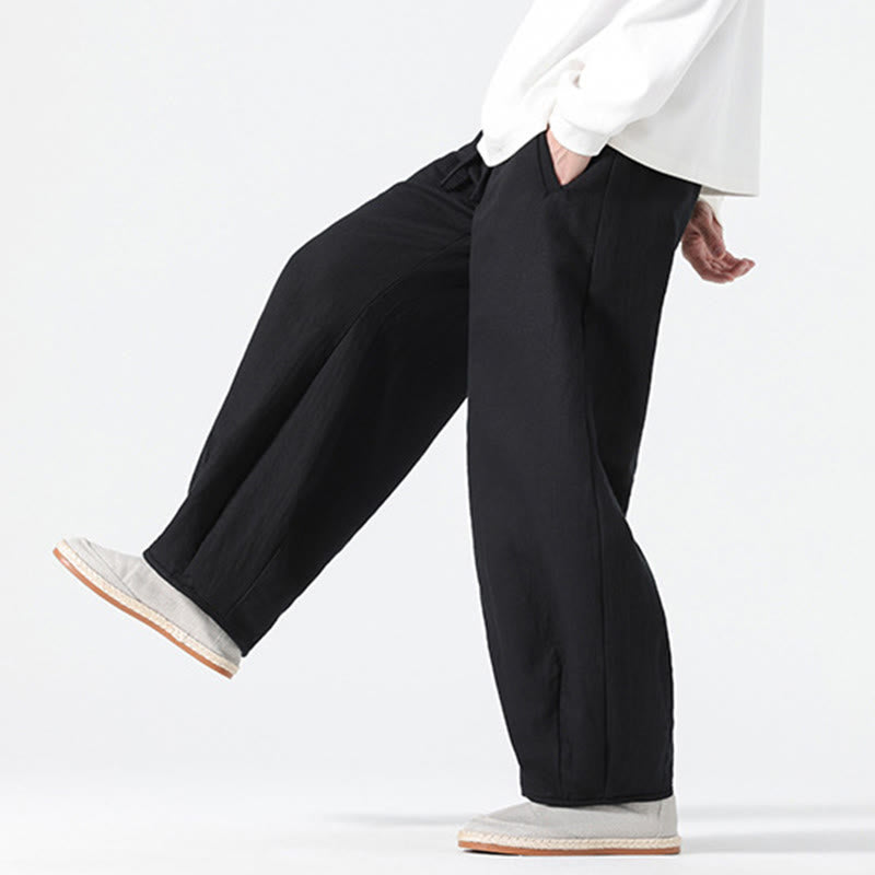 Pantalon large en pur coton avec cordon de serrage et poches pour homme, style zen chinois, motif Buddha Stones - image 22