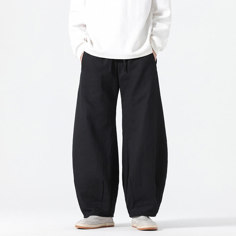 Pantalon large en pur coton avec cordon de serrage et poches pour homme, style zen chinois, motif Buddha Stones - image 19