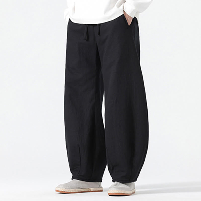Pantalon large en pur coton avec cordon de serrage et poches pour homme, style zen chinois, motif Buddha Stones - image 20