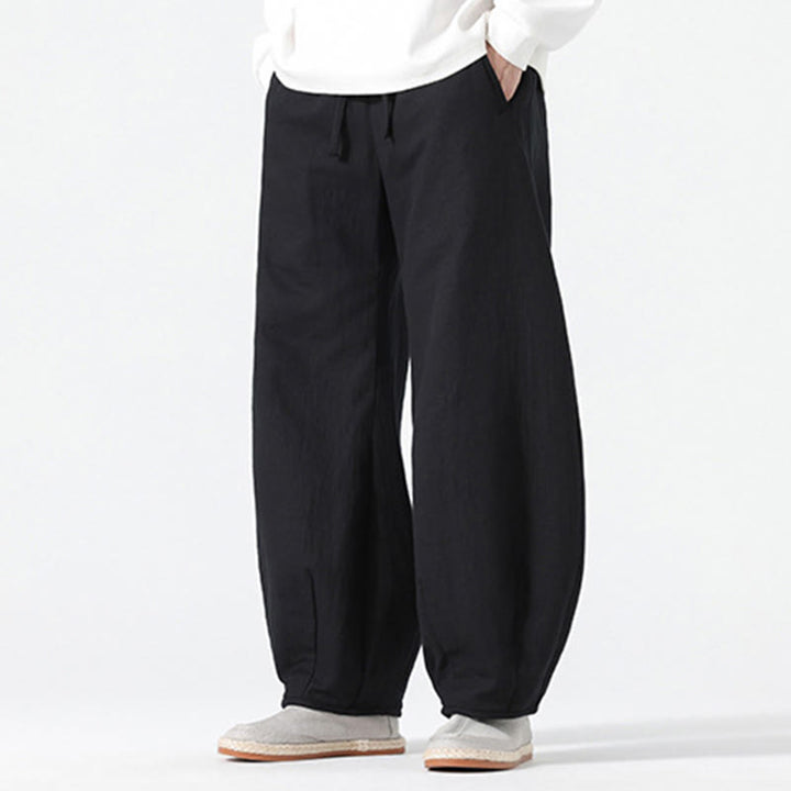 Pantalon large en pur coton avec cordon de serrage et poches pour homme, style zen chinois, motif Buddha Stones - image 20