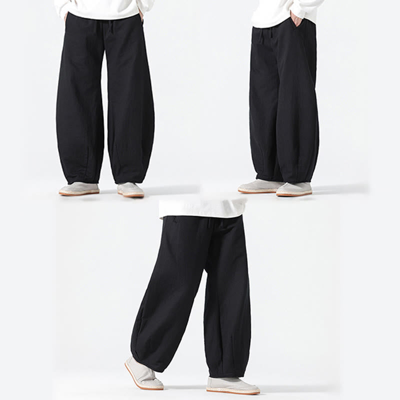 Pantalon large en pur coton avec cordon de serrage et poches pour homme, style zen chinois, motif Buddha Stones - image 23