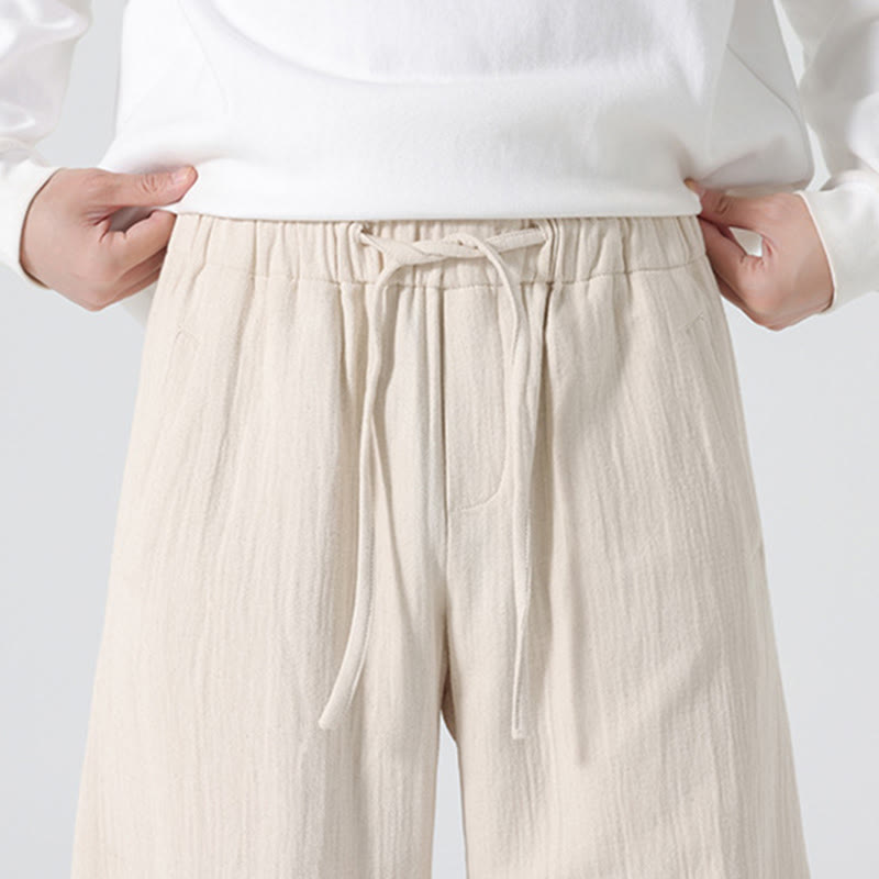 Pantalon large en pur coton avec cordon de serrage et poches pour homme, style zen chinois, motif Buddha Stones - image 6