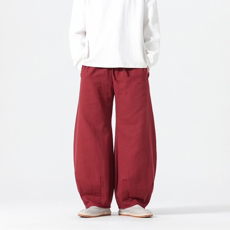 Pantalon large en pur coton avec cordon de serrage et poches pour homme, style zen chinois, motif Buddha Stones - image 11