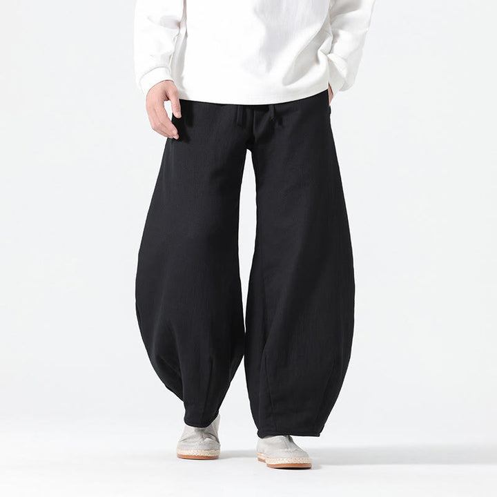Pantalon large en pur coton avec cordon de serrage et poches pour homme, style zen chinois, motif Buddha Stones - Noir - US/UK/AU46，EU56 (5XL) - image 18