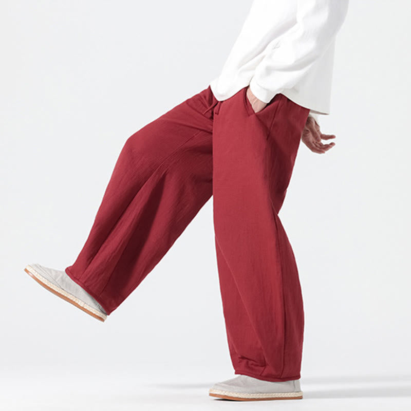 Pantalon large en pur coton avec cordon de serrage et poches pour homme, style zen chinois, motif Buddha Stones - image 16