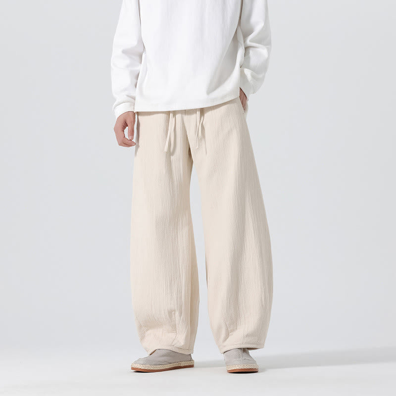 Pantalon large en pur coton avec cordon de serrage et poches pour homme, style zen chinois, motif Buddha Stones - image 4