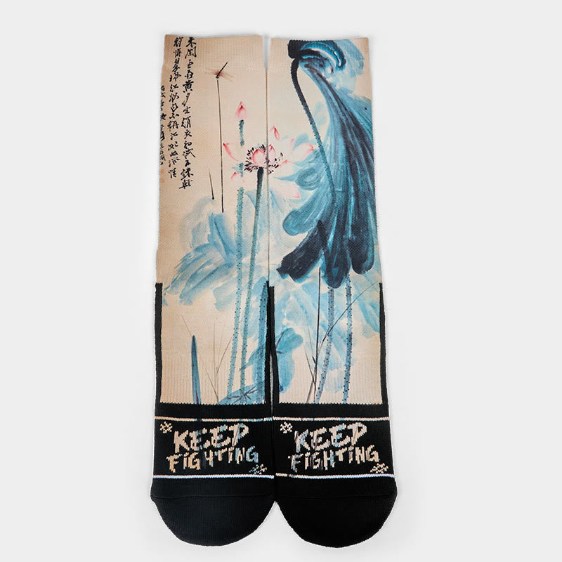 Chaussettes unisexes décontractées à motif de lotus et de Buddha Stones pour hommes et femmes - image 1