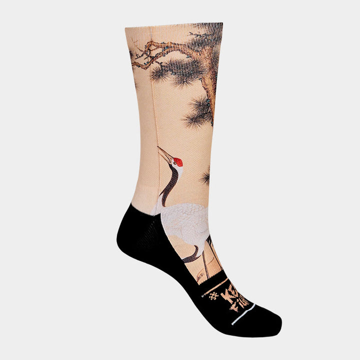Chaussettes unisexes décontractées à motif de Buddha Stones , grue blanche, pins, montagnes, pour hommes et femmes - image 8