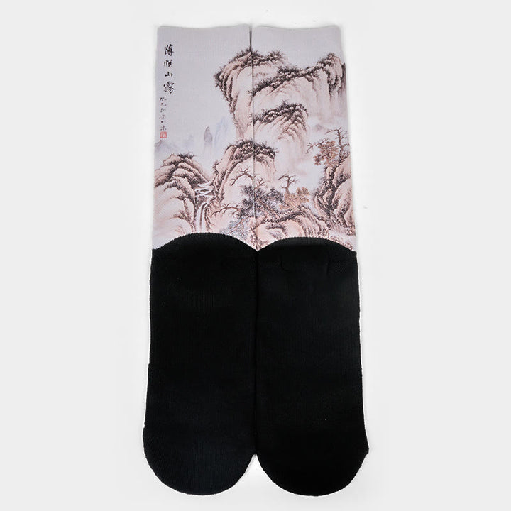 Chaussettes unisexes décontractées à motif de Buddha Stones , grue blanche, pins, montagnes, pour hommes et femmes - image 12