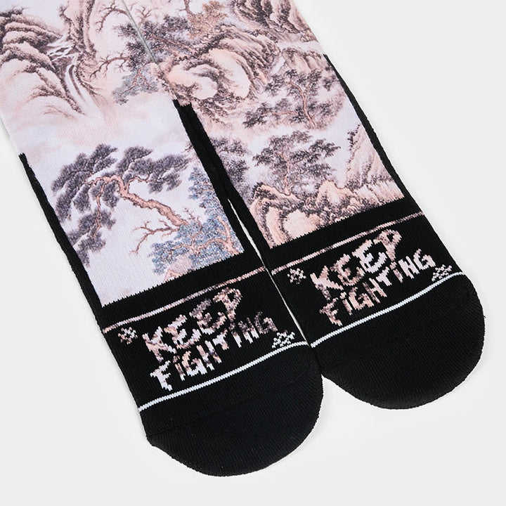 Chaussettes unisexes décontractées à motif de Buddha Stones , grue blanche, pins, montagnes, pour hommes et femmes - image 14