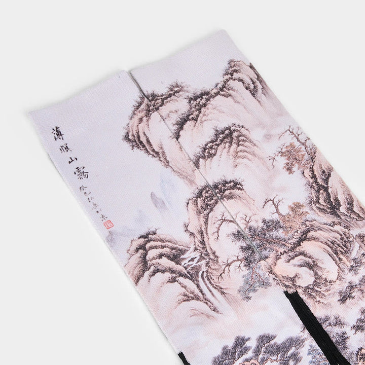 Chaussettes unisexes décontractées à motif de Buddha Stones , grue blanche, pins, montagnes, pour hommes et femmes - image 13