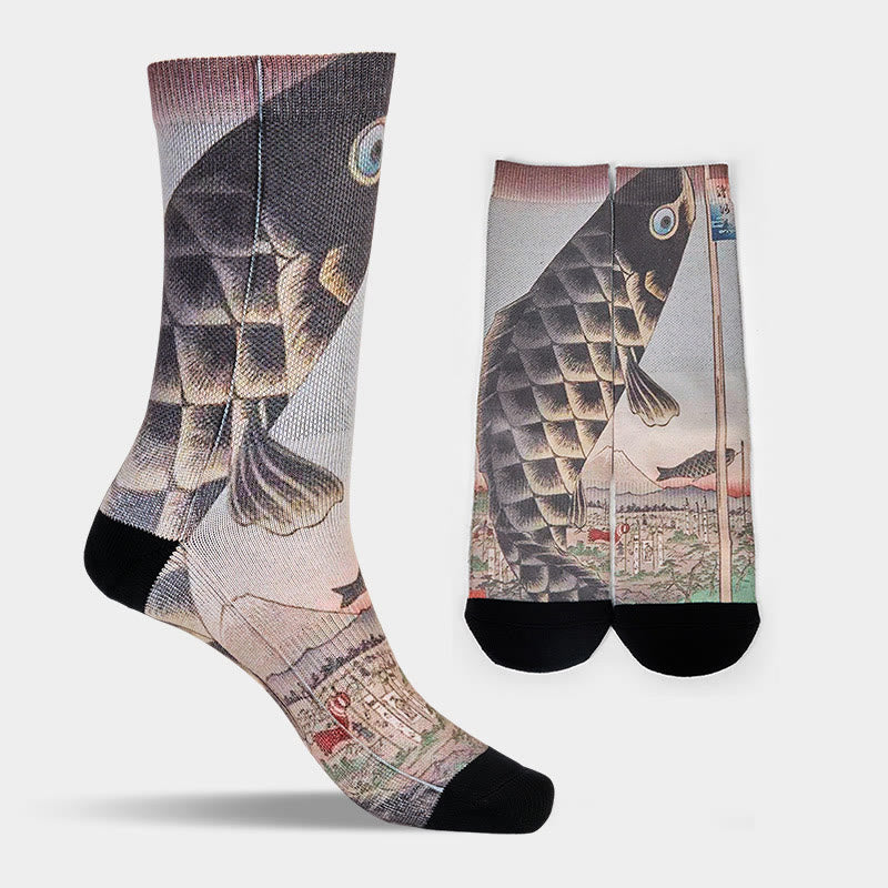 Buddha Stones unisexes décontractées à motif de poisson Koi du Mont Fuji pour hommes et femmes - image 11