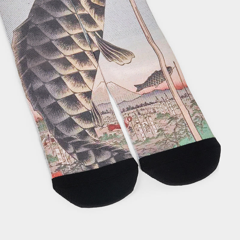 Buddha Stones unisexes décontractées à motif de poisson Koi du Mont Fuji pour hommes et femmes - image 3
