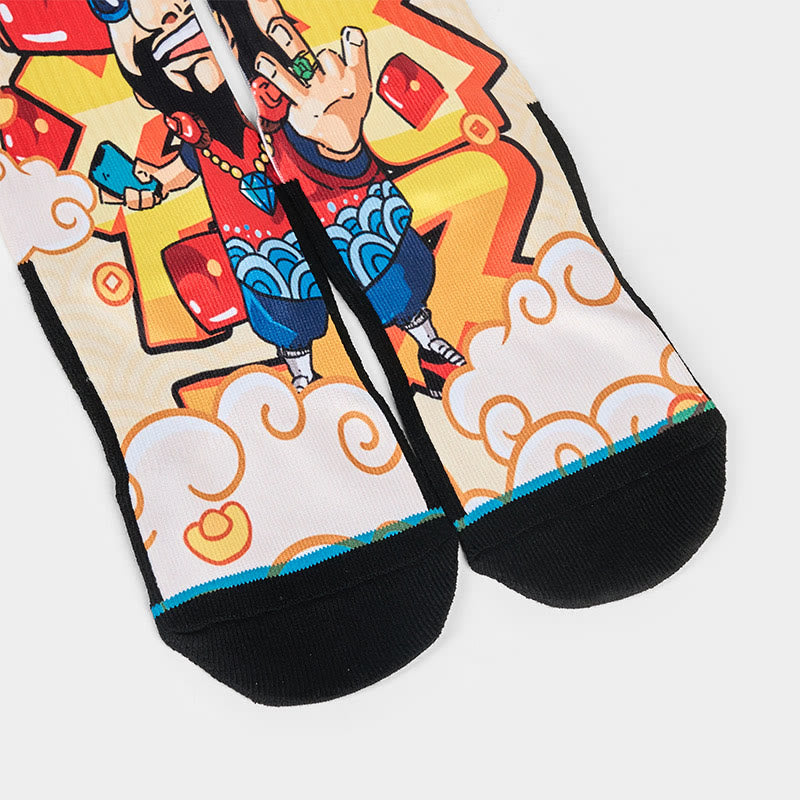 Chaussettes unisexes décontractées Buddha Stones God Of Wealth Red Envelopes Lingot Micro Crew pour hommes et femmes - image 2