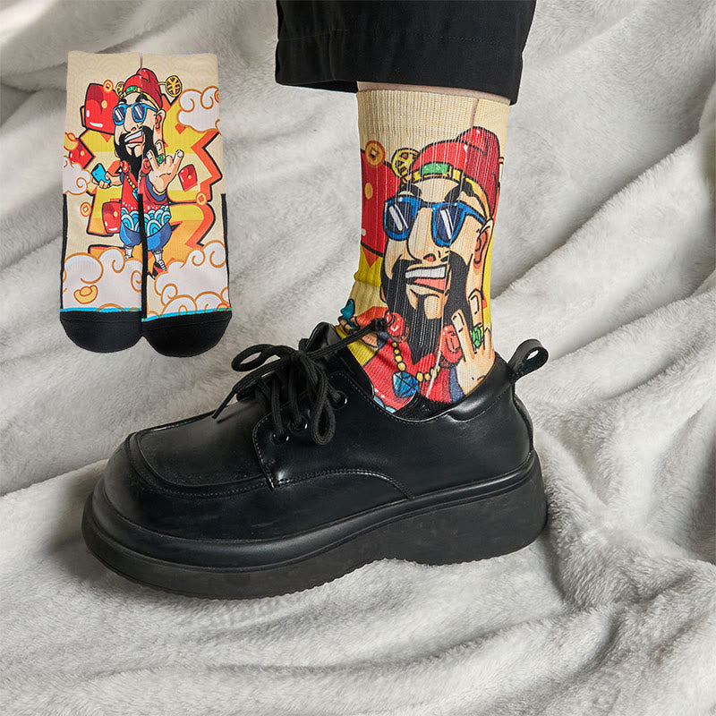 Chaussettes unisexes décontractées Buddha Stones God Of Wealth Red Envelopes Lingot Micro Crew pour hommes et femmes - PapayaWhip - ML (US 7,5-12, EU 40-45, UK/AU 7-11,5, AISA 25,5-28,5 cm) - image 0