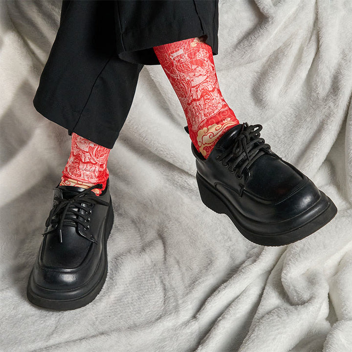 Chaussettes unisexes décontractées à motif Buddha Stones et nuages ​​de bon augure pour homme et femme - image 6