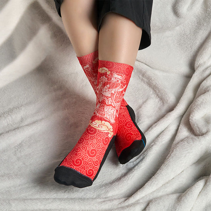 Chaussettes unisexes décontractées à motif Buddha Stones et nuages ​​de bon augure pour homme et femme - image 5