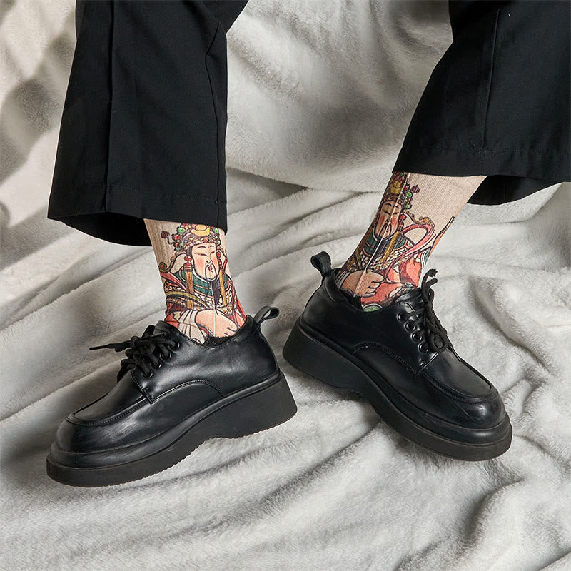 Chaussettes unisexes décontractées à imprimé Buddha Stones et Dieu de la richesse Ruyi pour hommes et femmes - image 6