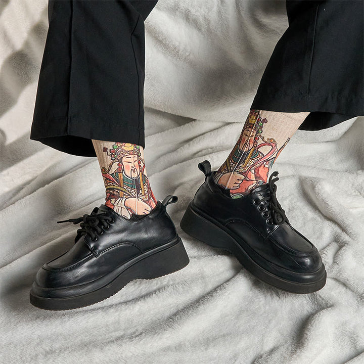 Chaussettes unisexes décontractées à imprimé Buddha Stones et Dieu de la richesse Ruyi pour hommes et femmes - image 6