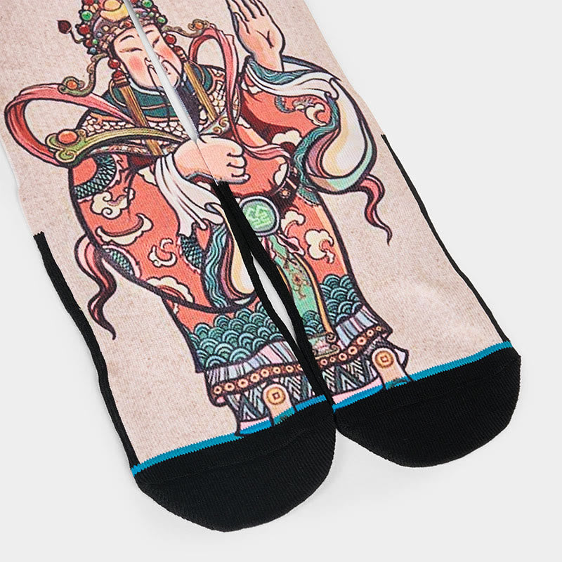 Chaussettes unisexes décontractées à imprimé Buddha Stones et Dieu de la richesse Ruyi pour hommes et femmes - image 3