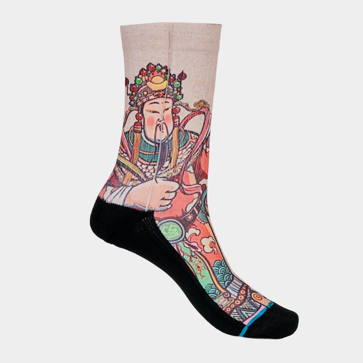 Chaussettes unisexes décontractées à imprimé Buddha Stones et Dieu de la richesse Ruyi pour hommes et femmes - image 7