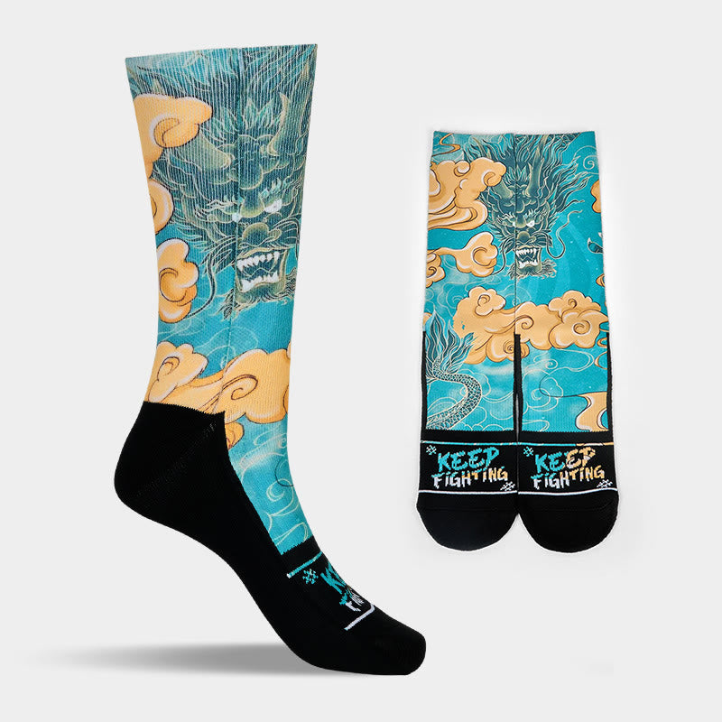 Buddha Stones courtes décontractées pour homme avec motif dragon et nuages ​​de bon augure - image 8