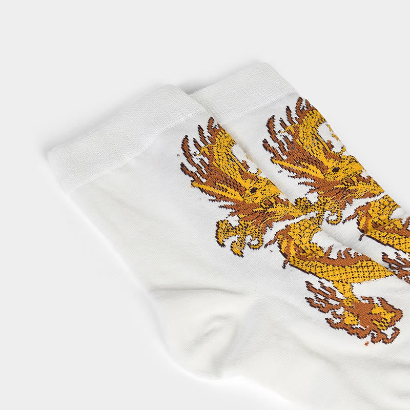 Lot de 5 paires de chaussettes décontractées Buddha Stones pour femme, motif dragon doré - image 19