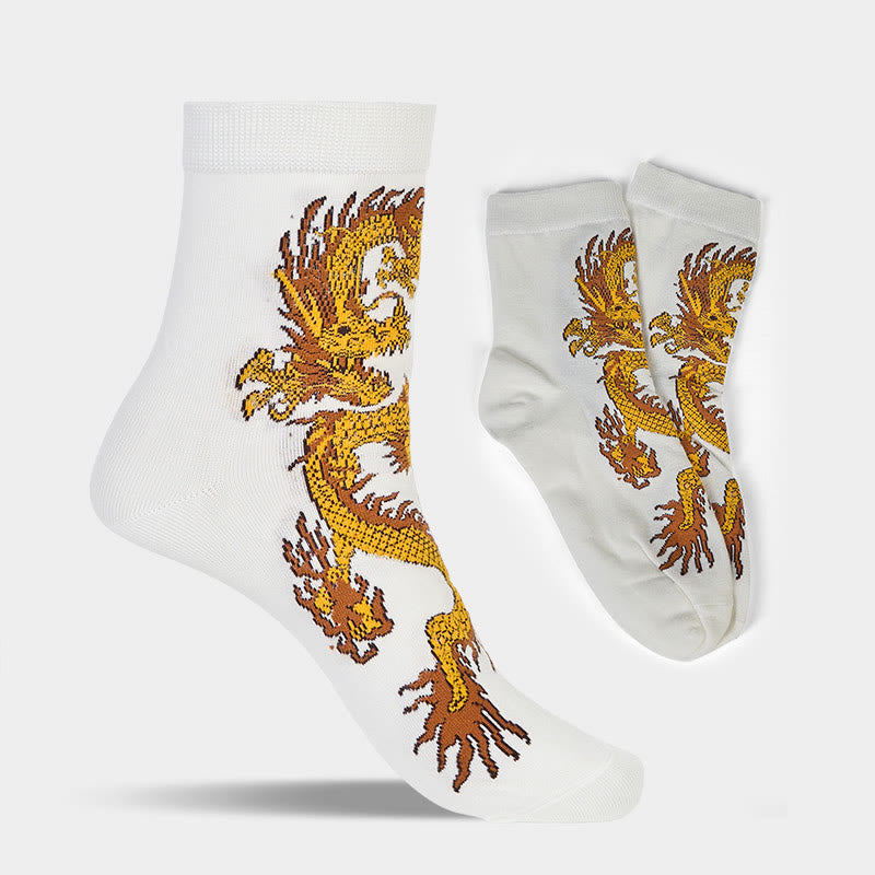 Lot de 5 paires de chaussettes décontractées Buddha Stones pour femme, motif dragon doré - image 17