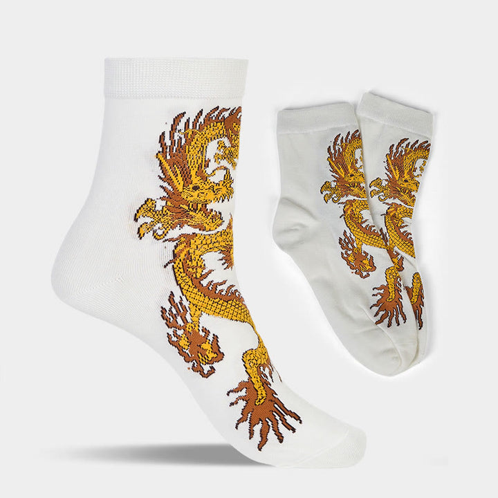 Lot de 5 paires de chaussettes décontractées Buddha Stones pour femme, motif dragon doré - image 17