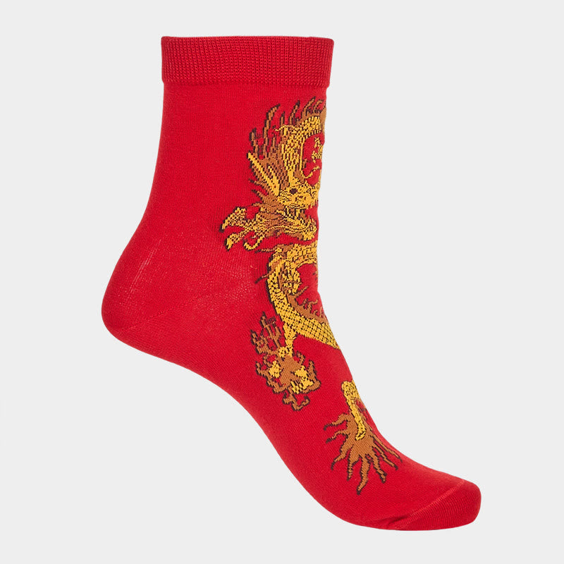 Lot de 5 paires de chaussettes décontractées Buddha Stones pour femme, motif dragon doré - image 35