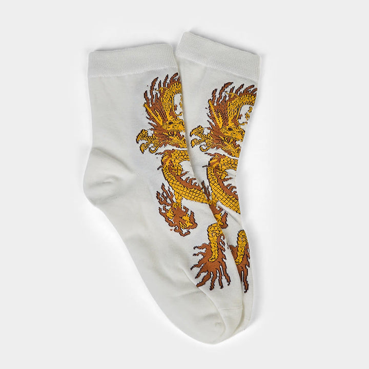 Lot de 5 paires de chaussettes décontractées Buddha Stones pour femme, motif dragon doré - image 20