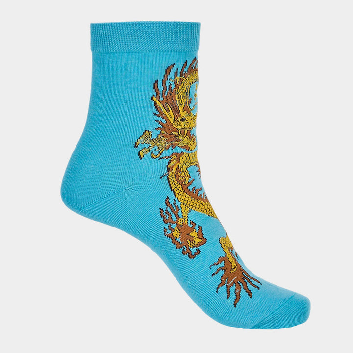 Lot de 5 paires de chaussettes décontractées Buddha Stones pour femme, motif dragon doré - image 27