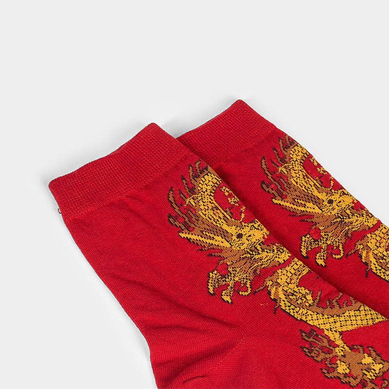 Lot de 5 paires de chaussettes décontractées Buddha Stones pour femme, motif dragon doré - image 33