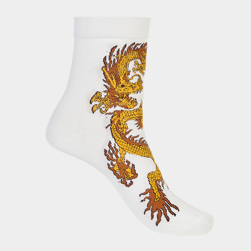 Lot de 5 paires de chaussettes décontractées Buddha Stones pour femme, motif dragon doré - image 21