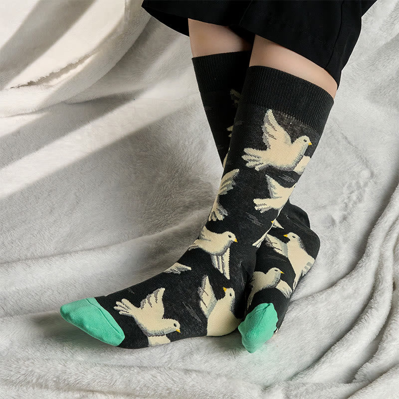 Chaussettes unisexes en coton à motif Buddha Stones Doves pour hommes et femmes - image 2