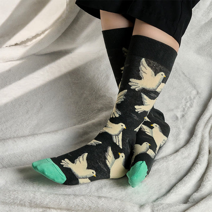 Chaussettes unisexes en coton à motif Buddha Stones Doves pour hommes et femmes - image 2
