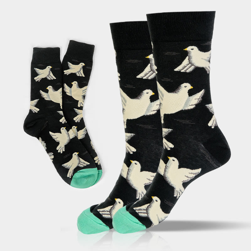 Chaussettes unisexes en coton à motif Buddha Stones Doves pour hommes et femmes - Colombes - Taille unique (US8-12,5, EU41-46, UK/AU7,5-12, Asie25,5-31 cm) - image 0
