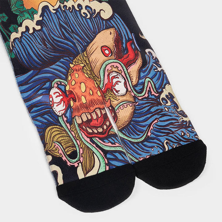 Chaussettes unisexes décontractées à imprimé Buddha Stones, motif poisson vif et vagues fluides, pour hommes et femmes - image 3