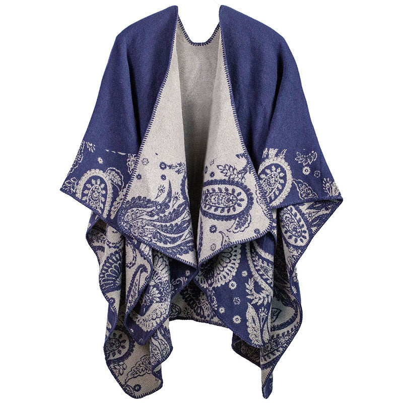 Écharpe unisexe à motif cachemire tibétain, motif Buddha Stones , automne-hiver - Bleu ardoise foncé - image 6