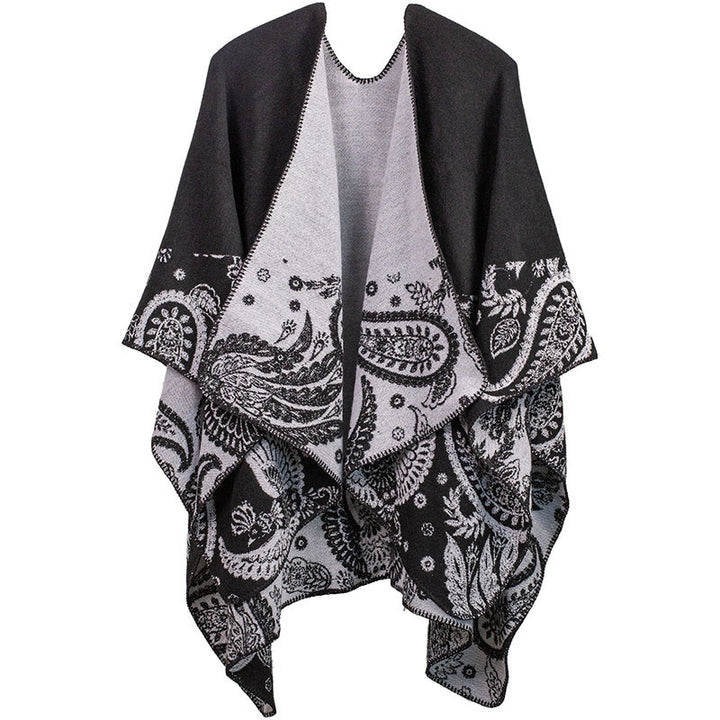Écharpe unisexe à motif cachemire tibétain, motif Buddha Stones , automne-hiver - Noir - image 5