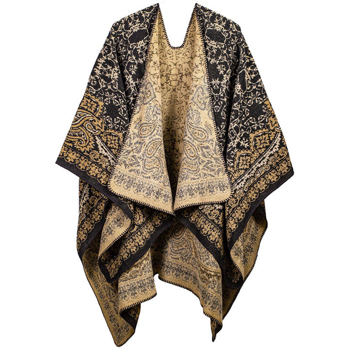 Écharpe confortable unisexe à motif cachemire et motif floral contrasté avec Buddha Stones - Verge d'or claireJaune - image 0