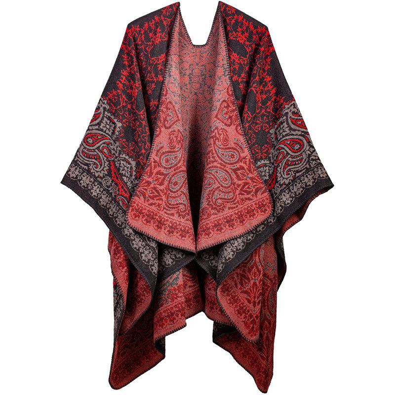Écharpe confortable unisexe à motif cachemire et motif floral contrasté avec Buddha Stones - Rouge - image 6