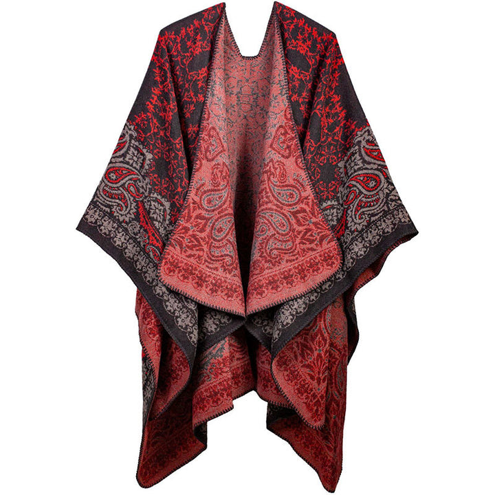 Écharpe confortable unisexe à motif cachemire et motif floral contrasté avec Buddha Stones - Rouge - image 6